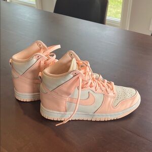 Nike Women's Pink and White High-Top Sneakers